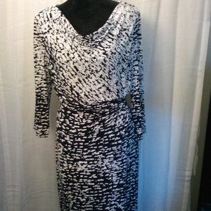Ralph Lauren Black and White Print Dress Size 14